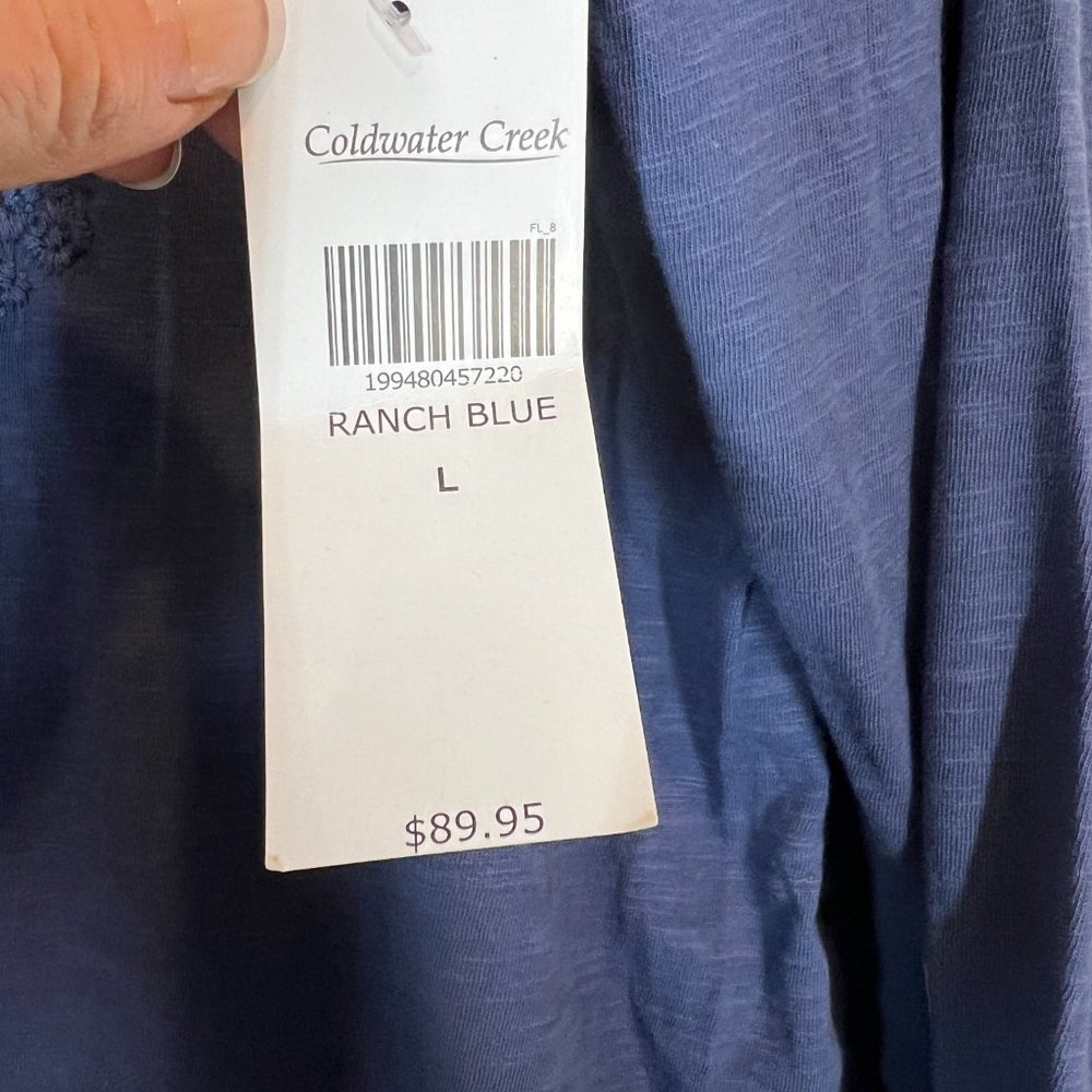 Coldwater Creek Blue Hoodie Hooded Embroidered Jacket Large Zip Pockets - Picture 7 of 10